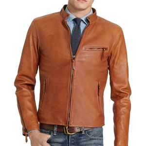 Polo Ralph Lauren Lambskin Leather Cafe Racer Jacket
